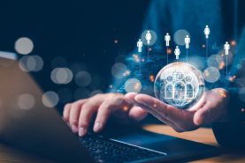 Customer,Relationship,Management,,Businessman,Use,Computer,With,Global,Structure,Customer